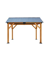 Fir wood carport/gazebo, Steel roof, all-weather