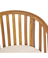 Outdoor 6 Seater Acacia Wood Dining Set with Cushins,Finish and Cream