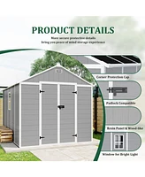 Campcraft 8x8 resin shed, durable Pp, waterproof, Uv/rust proof, large storage, Hd window