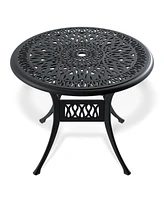 3-Piece Set Of All-Weather Cast Aluminum Dining Furniture Set With Black Frame