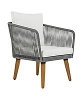 4-Piece Patio Furniture Set, Loveseat, Rope Conversation Set, Cushions (Beige/Grey)