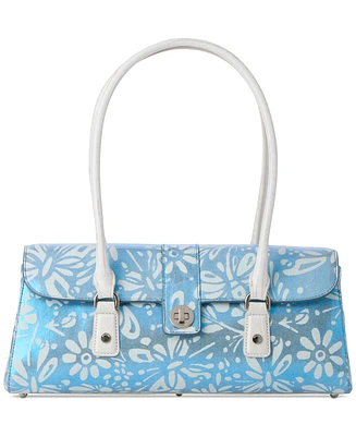 Brahmin Dayan Bellbottom Blue Lucent Medium Leather Satchel