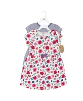 Touched by Nature Toddler Girls Womens Organic Cotton Short-Sleeve Dresses, Garden Floral, 4