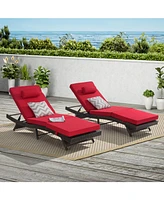 Outdoor Wicker Reclining Lounge Chairs (Set of 2) - Beach, Pool, Garden