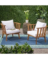 Set of 2, Outdoor Acacia Wood Patio Club Chair