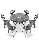 7-Piece Set Of All-Weather Cast Aluminum Dining Furniture Set With Black Frame