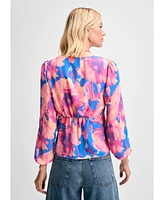 Isaac Mizrahi Women's Knot Front Long Sleeve Blouse