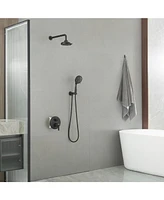 Single Handle 2-Spray Shower Faucet Set 1.8 Gpm with Valve Dual Handheld Shower Head with High Pressure in Matte Black