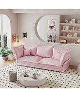 90.55" Modern Comfy Upholstered Sofa, Convertible Chaise Lounge with Pillows