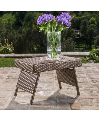 Faux Rattan Wicker Accent Table