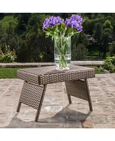 Faux Rattan Wicker Accent Table