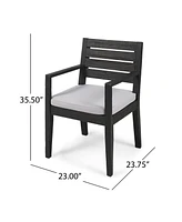 Outdoor 6-Seater Acacia Wood Dining Set with Bench,Dark Gray/Light Gray