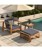 Acacia Lounge Set, Chair & Ottoman, Patio/Balcony/Garden