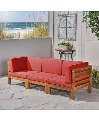 Acacia Wood Outdoor Sectional Sofa Set with Water Resistant Cushions