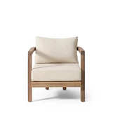 Acacia Patio Set, 4-piece, cushions, coffee table, Brown wash/beige