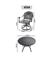 7-Pc Cast Aluminum Dining Set, 6 Swivel Chairs, 47" Round Table, Black Frame