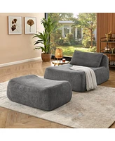 Large beanbag sofa with pillow & ottoman
