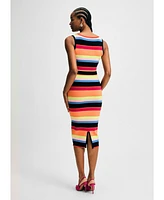 Isaac Mizrahi Women's Striped Rib Sweater Midi Dress