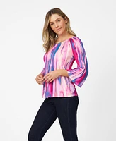 Cable & Gauge Women's Pleated Boatneck Swing Top