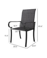 Outsunny Set of Outdoor Wicker Dining Chairs with Armrests
