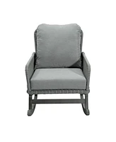 [Set of 2] Contemporary Minimalist Gray Wicker Rocking Chair