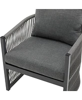 [Set of 2] Modern Gray Curved Aluminum Lounge Chair