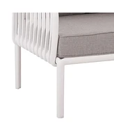 9-Piece Patio Set, Modern outdoor sectional with 2 tables, waterproof cushions, white & gray
