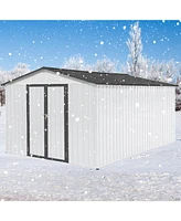 Metal garden sheds 10ftx12ft outdoor storage sheds white+Grey