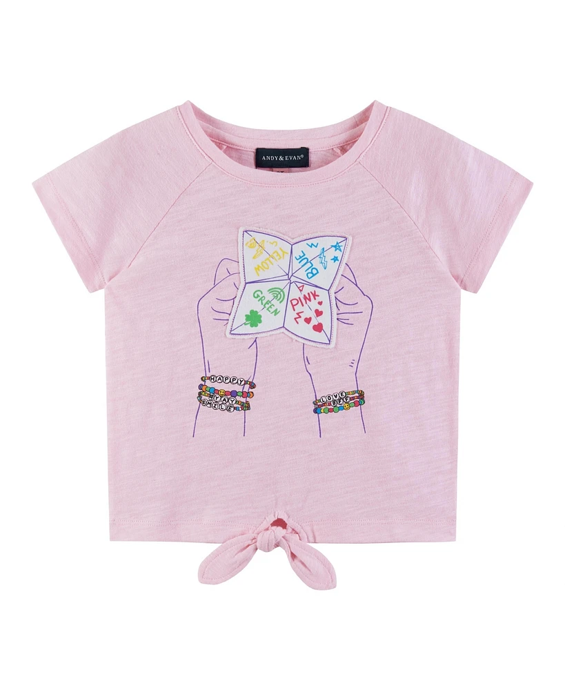 Andy & Evan Little Girls Toddler/Child Pink Raglan Sleeve Knotted Tee