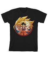 Dragon Ball Z Boys Super Goku Group Art Youth Black T-shirt