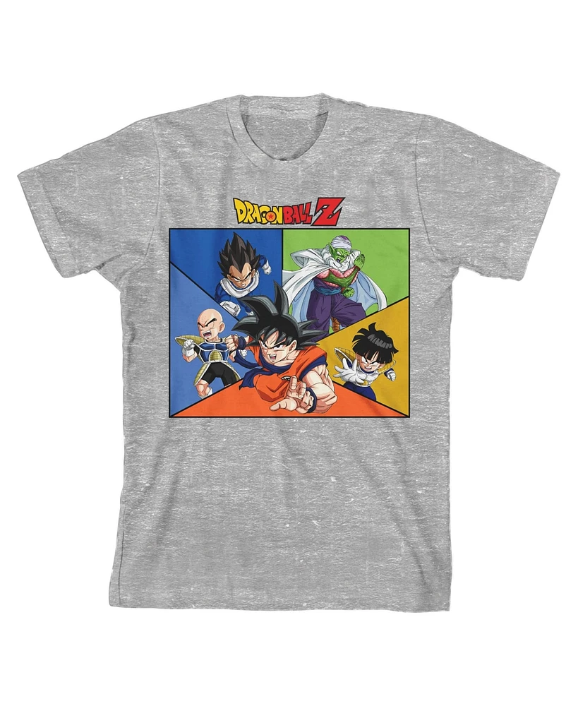Dragon Ball Z Boys Frieza Group With Colorful Background Heather Gray T-shirt-xl
