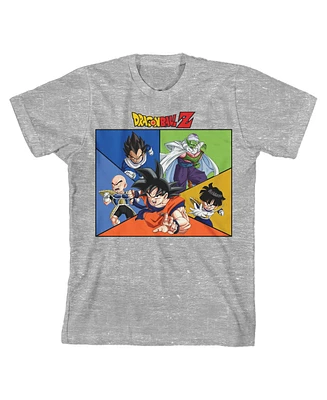 Dragon Ball Z Boys Frieza Group With Colorful Background Heather Gray T-shirt-xl