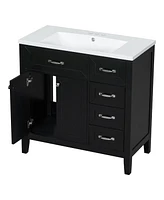 36" Bathroom Vanity with Sink Combo, Black Bathroom Cabinet with Drawers, Solid Frame and Mdf Board