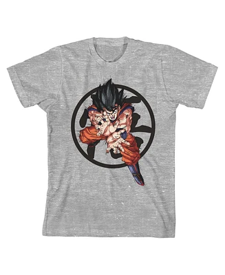 Dragon Ball Z Boys Goku w/ Symbol Graphic Youth Athletic Heather T-Shirt-xl