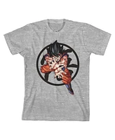 Dragon Ball Z Boys Goku w/ Symbol Graphic Youth Athletic Heather T-Shirt-xl