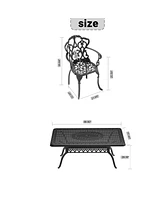 7-Piece Cast Aluminum Patio Set, Black Frame, Random Color Cushions