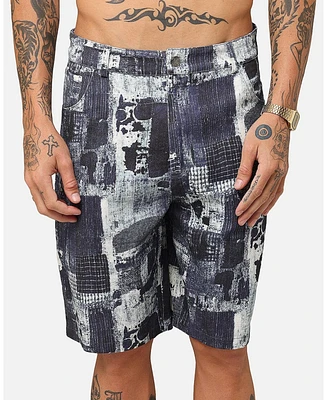 Xxiii Men's Printed Denim Patch Jorts