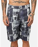 Xxiii Men's Printed Denim Patch Jorts