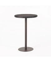 Outdoor 26" Round Pe Rattan Bar Table, Multibrown