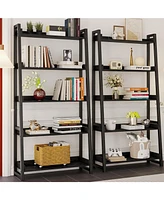 Industrial Bookshelf 5-Tier 31.5 in Wide, Bookcase Ladder Shelf