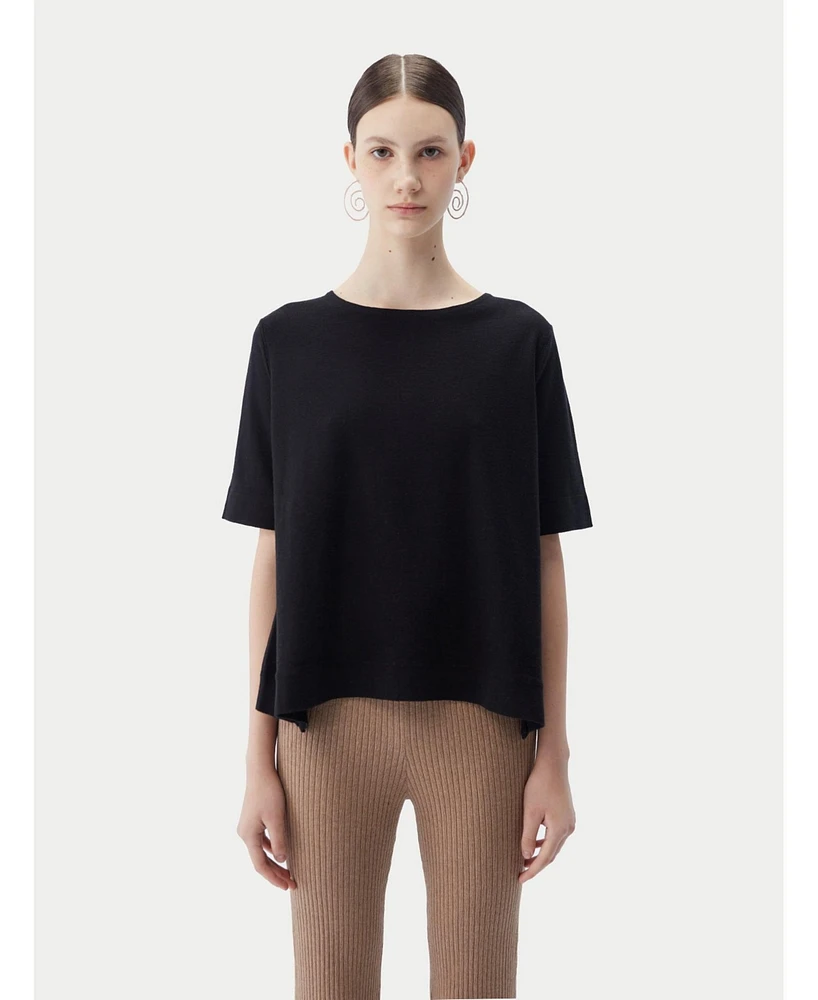 Gobi Cashmere Women's Box-Cut Cotton Silk Blend T-Shirt