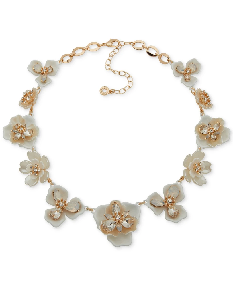 Anne Klein Gold-Tone Crystal Muti Flower Collar Necklace, 16" + 3" extender