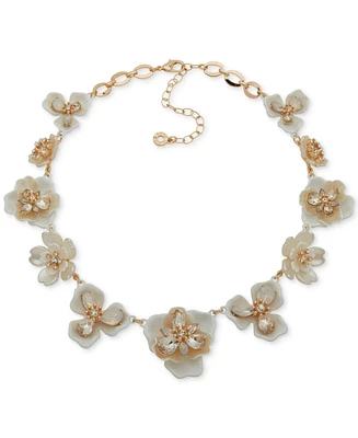 Anne Klein Gold-Tone Crystal Muti Flower Collar Necklace, 16" + 3" extender