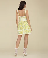 Avec Les Filles Women's Printed Sleeveless Fit & Flare Mini Dress