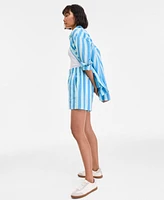On 34th Women's Cotton Striped Pull-On Shorts, Exclusively at Macy's