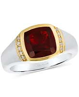 Le Vian Men's Pomegranate Garnet (5-1/4 ct. t.w.) & Nude Diamond (1/5 ct. t.w.) Ring in Sterling Silver & 14k Gold