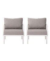 (Set Of 2) Outdoor Club Chairs, Modern, Waterproof, Cushioned, White & Gray