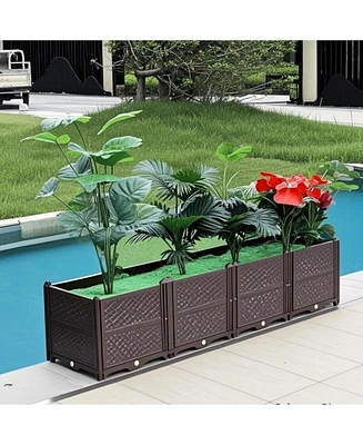 Brown rectangular raised garden bed kit for vegetables, herbs, flowers