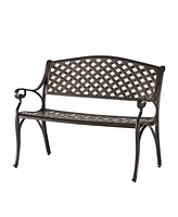 Antique Copper Finish Cast Aluminum 2-Person Outdoor Bench
