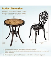 Gymax 3PCS Cast Aluminum Patio Bistro Set Outdoor Table & Chairs Furniture Set